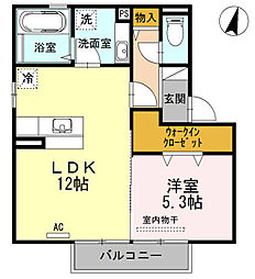 アーバン大悟法2 1階1LDKの間取り