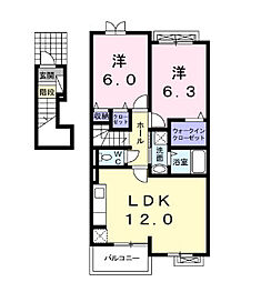 プレシアスII 2階2LDKの間取り