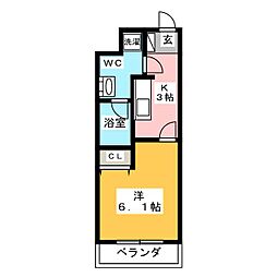 都営浅草線 馬込駅 徒歩5分の賃貸マンション 2階1Kの間取り