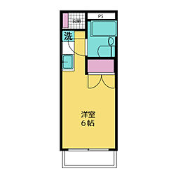 ハイツ大和 2階ワンルームの間取り