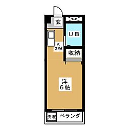 メゾン・ド・リビエール 2階ワンルームの間取り