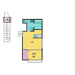 都営浅草線 馬込駅 徒歩8分の賃貸アパート 1階1LDKの間取り