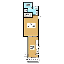 モアナハウス 1DKの間取図画像