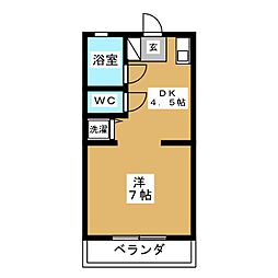 キャトル・ファム ワンルームの間取図画像