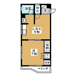 ヴィラ大森園 1LDKの間取図画像