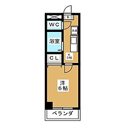 カペラ2 1Kの間取図画像