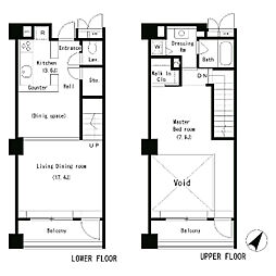 パークアクシス南麻布 2階1LDKの間取り
