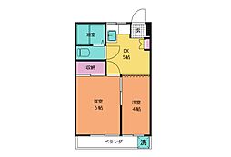 都営三田線 白金高輪駅 徒歩5分の賃貸マンション 2階2DKの間取り