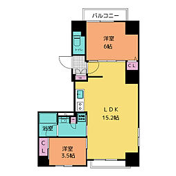 フォレ麻布十番 8階2LDKの間取り