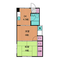 東京メトロ銀座線 表参道駅 徒歩8分の賃貸マンション 4階2DKの間取り