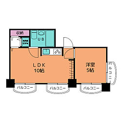 東京メトロ南北線 六本木一丁目駅 徒歩3分の賃貸マンション 10階1LDKの間取り