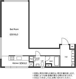 グランカーサ六本木 1階ワンルームの間取り
