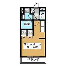 コンフォリア麻布十番 6階ワンルームの間取り