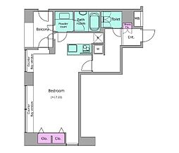 レジディアタワー麻布十番 ワンルームの間取図画像
