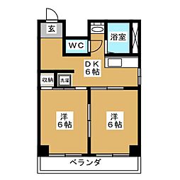 サンエイトハイツ 2DKの間取図画像