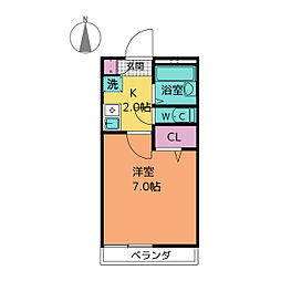 パサニア白金 1Kの間取図画像