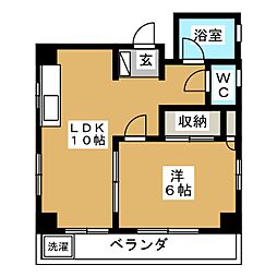 青木ハイツ 1LDKの間取図画像