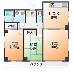 西山ビル 3LDKの間取図画像