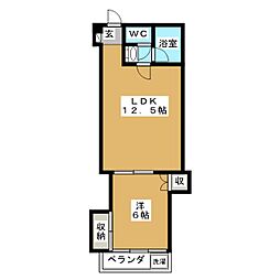 麻布十番ハイツ 1LDKの間取図画像