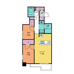 京急本線 平和島駅 徒歩12分の賃貸マンション 2階2LDKの間取り