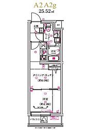 東急目黒線 武蔵小山駅 徒歩11分の賃貸マンション 2階1DKの間取り