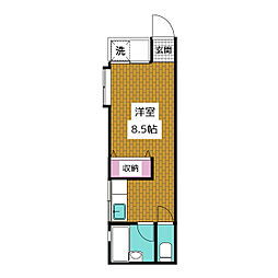 東急目黒線 西小山駅 徒歩4分の賃貸アパート 1階ワンルームの間取り