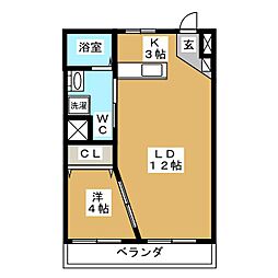 JR山手線 目黒駅 徒歩7分の賃貸マンション 2階1LDKの間取り