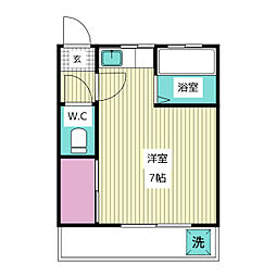 JR山手線 目黒駅 徒歩7分の賃貸アパート 2階ワンルームの間取り