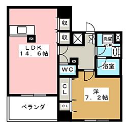 アクロス目黒タワー 1LDKの間取図画像