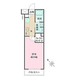ベルフェリーク西小山 1Kの間取図画像