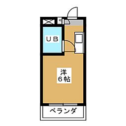 レジダンスイン・目黒 ワンルームの間取図画像