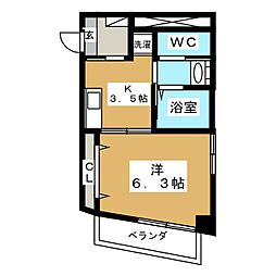カペラ7 1Kの間取図画像