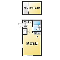 キャッスル青木 ワンルームの間取図画像