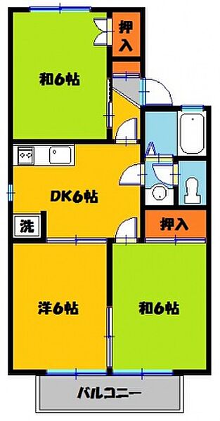セジュールＵＥＳＡＷＡ　C 205号室｜栃木県宇都宮市駒生町(賃貸アパート3DK・2階・50.09㎡)の写真 その2