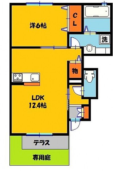 エスポワールＤ 102号室｜栃木県宇都宮市江曽島４丁目(賃貸アパート1LDK・1階・44.90㎡)の写真 その2