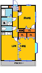 プレミール 1階2DKの間取り