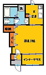 デュランダル　West 1階1Kの間取り