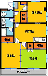 ブレッスィング西川田B 3DKの間取図画像