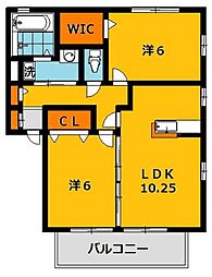 ラフィネサワC 2LDKの間取図画像