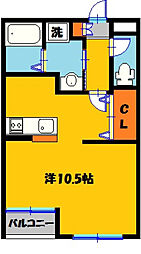 Unvillage2 ワンルームの間取図画像