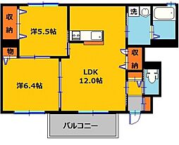 ヴィータ・ヴァロール 2LDKの間取図画像