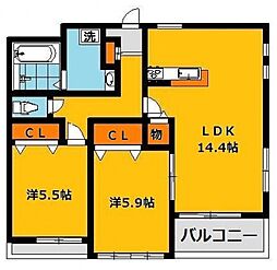 グランベール 2LDKの間取図画像