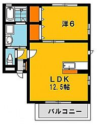 ラ・プランドールA 1LDKの間取図画像