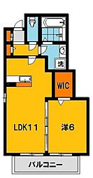 アルテール・ヒルズA 1LDKの間取図画像
