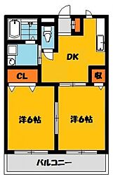 フィオーレ若松原F 2DKの間取図画像