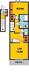 アザレヤハイツD 1LDKの間取図画像