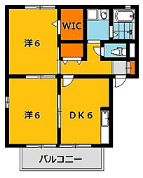 ロワジールB 2DKの間取図画像