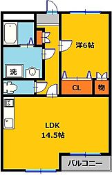 KM・フォーリンハイツ 1LDKの間取図画像