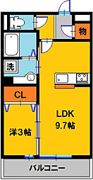 ヴィクトワール 1LDKの間取図画像
