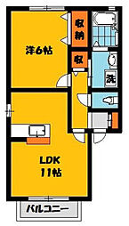 日光ハイツ並松 1LDKの間取図画像